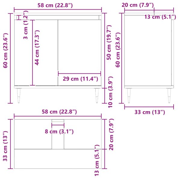 vidaXL Kúpeľňová skrinka Čierny dub 58x33x60 cm Kompozitné drevo – Obrázok 13