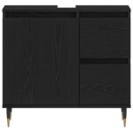 vidaXL Kúpeľňová skrinka pod umývadlo Čierna Dub 65x33x60 cm Kompozitné drevo – Obrázok 6