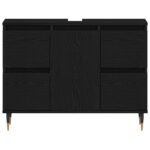 vidaXL Kúpeľňová skrinka pod umývadlo Čierna Dub 80x33x60 cm Konštruované drevo – Obrázok 6