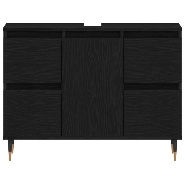 vidaXL Kúpeľňová skrinka pod umývadlo Čierna Dub 80x33x60 cm Konštruované drevo – Obrázok 6