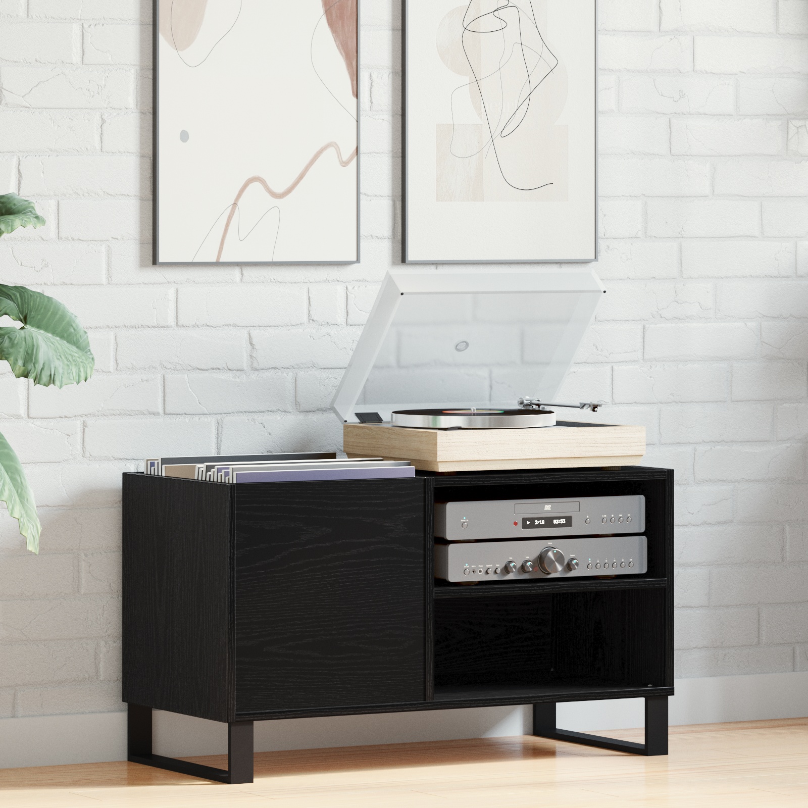 862898_1.jpg vidaXL Skrinka na gramofónové platne Čierny dub 85 x 38 x 48 cm – Obrázok 1