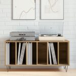 vidaXL Regál na vinylové platne Staré drevo 100x38x48 cm Inžiniereské drevo