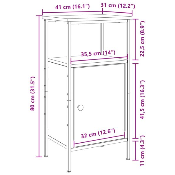 vidaXL Nočný stolík Čierny Dub 41x31x80 cm Kompozitné drevo – Obrázok 12
