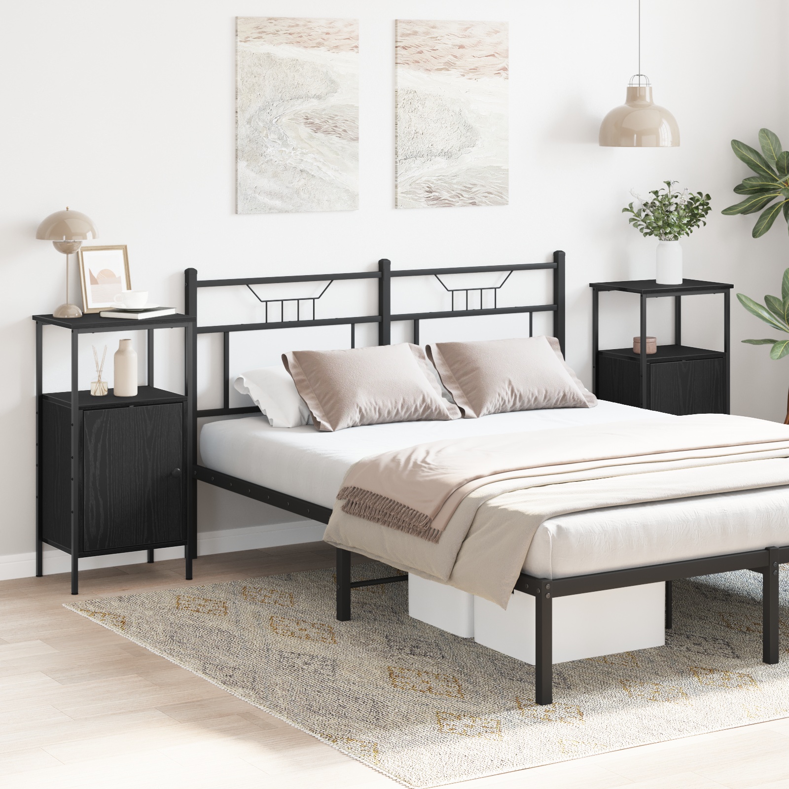 862918_1.jpg vidaXL Nočný stolík 2 pcs Čierny dub 41 x 31 x 80 cm Kompozitné drevo – Obrázok 1