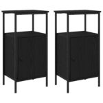 vidaXL Nočný stolík 2 pcs Čierny dub 41 x 31 x 80 cm Kompozitné drevo – Obrázok 6