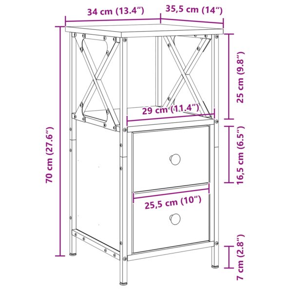 vidaXL Nočné stolíky 2 ks Čierny dub 34x35,5x70 cm Kompozitné drevo – Obrázok 12