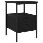 vidaXL Nočný stolík Čierna Dub 34x36x50 cm Kompozitné drevo a Oceľ – Obrázok 2
