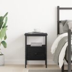 vidaXL Nočný stolík Čierna Dub 34x36x50 cm Kompozitné drevo a Oceľ – Obrázok 4