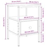 vidaXL Nočný stolík Čierna Dub 34x36x50 cm Kompozitné drevo a Oceľ – Obrázok 9