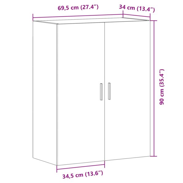vidaXL Nástenná skriňa Čierna Dub 69,5x34x90 cm Z kompozitného dreva – Obrázok 11