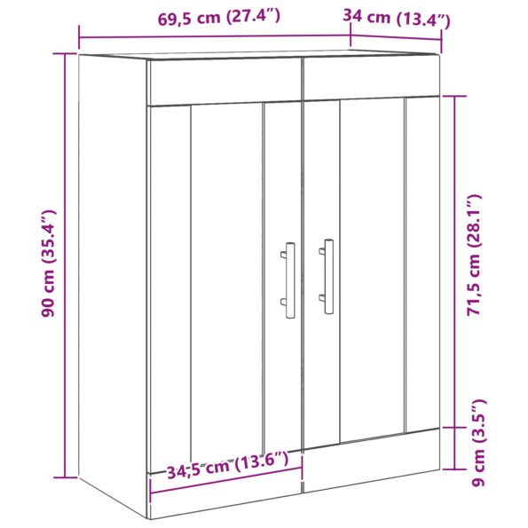 vidaXL Nástenná skrinka Čierny dub 69,5x34x90 cm Zložené drevo – Obrázok 11
