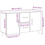 vidaXL Bočný stolík Čierny Dub 100x36x60 cm Zosilnené drevo – Obrázok 11