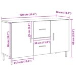 vidaXL Biela komoda Čierny Dub 100x36x60 cm – Obrázok 11