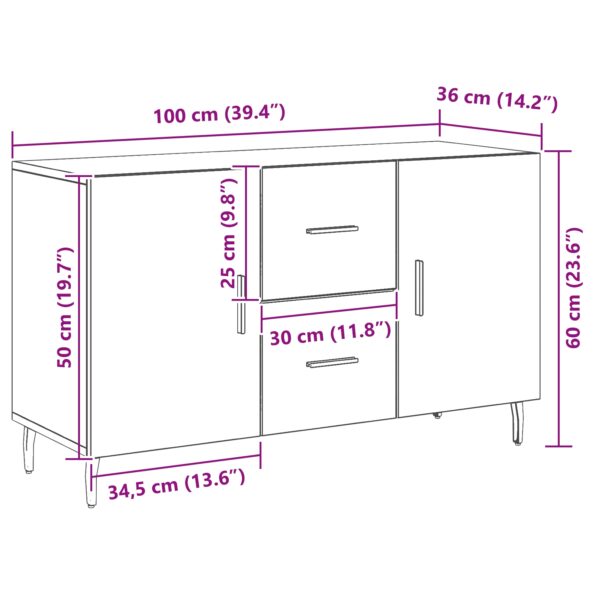 vidaXL Biela komoda Čierny Dub 100x36x60 cm – Obrázok 11