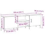 vidaXL TV Skrinka Čierna Dub 150x30x50 cm Zariadené Drevo – Obrázok 10