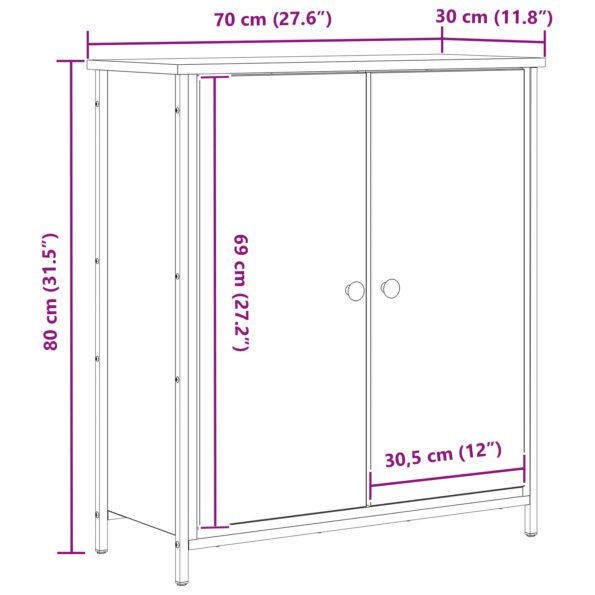 vidaXL Kredenc čierny dub 70x30x80 cm inžinierske drevo a oceľ – Obrázok 11