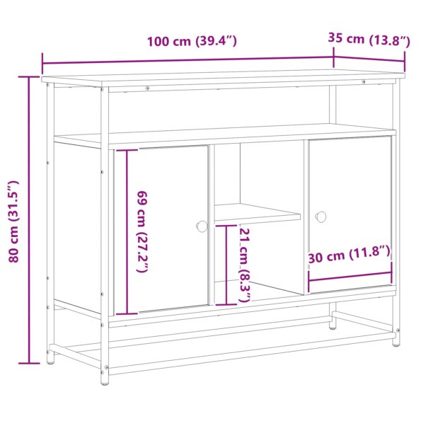 vidaXL Komoda Čierny Dub 100x35x80 cm Zložené drevo a oceľ – Obrázok 11