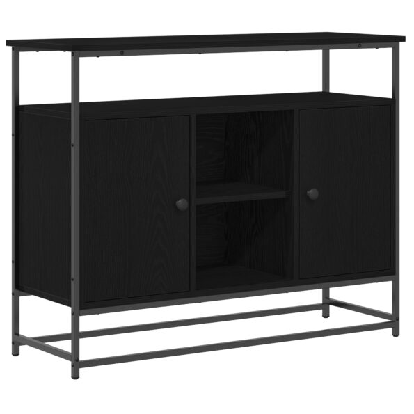 vidaXL Komoda Čierny Dub 100x35x80 cm Zložené drevo a oceľ – Obrázok 2