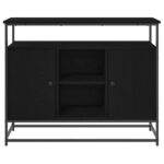 vidaXL Komoda Čierny Dub 100x35x80 cm Zložené drevo a oceľ – Obrázok 6