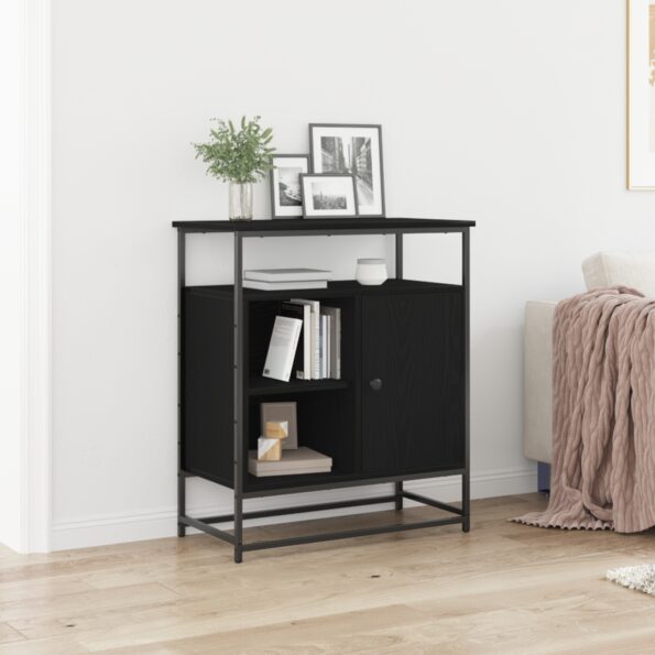 862981_1.jpg vidaXL Komoda Čierny Dub 69x35x80 cm Zložené Drevo a Oceľ – Obrázok 1