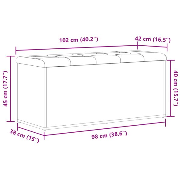vidaXL Úložná lavička Čierna Dub 100x40x45 cm inžinierske drevo – Obrázok 10
