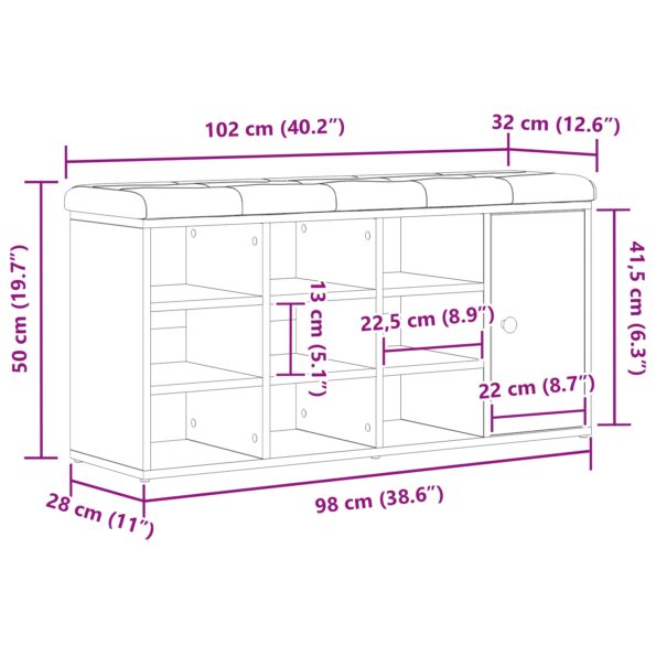 vidaXL Úložná lavica Čierna Dub 100x30x48 cm Zložené drevo – Obrázok 12