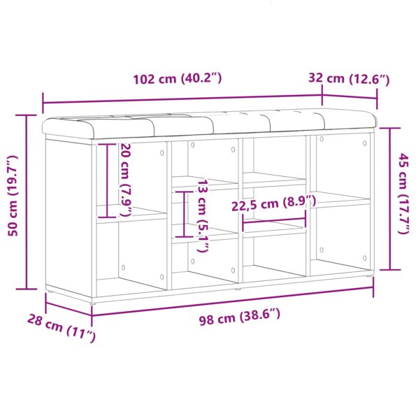 vidaXL Úložná lavica Čierny dub 100x30x48 cm Kompozitné drevo – Obrázok 9