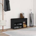 vidaXL Lavička na topánky Čierna 80 x 30 x 45 cm Kompozitné drevo