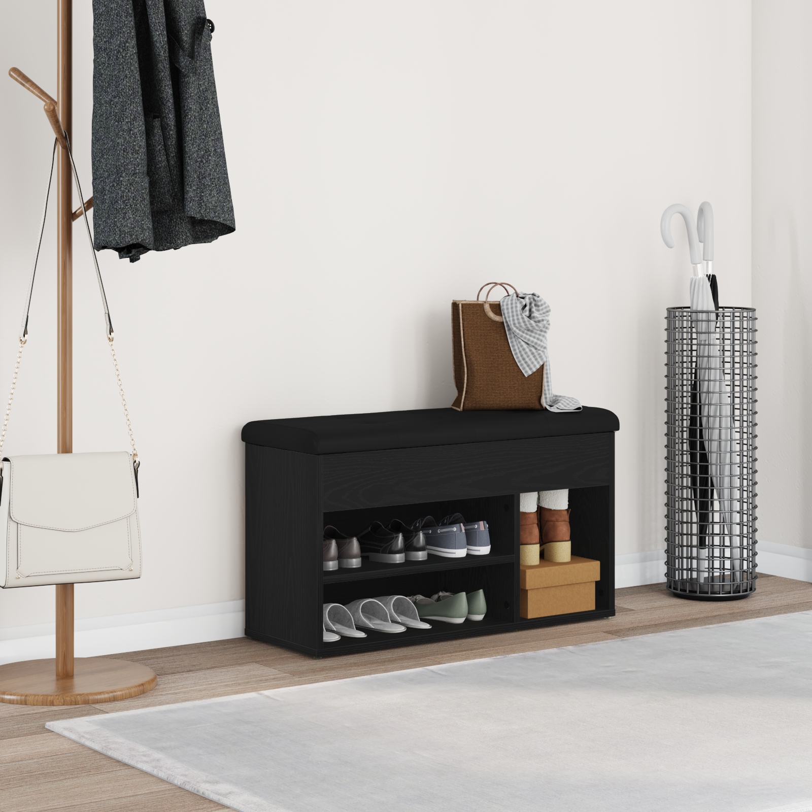 862989_1.jpg vidaXL Lavička na topánky Čierna 80 x 30 x 45 cm Kompozitné drevo – Obrázok 1