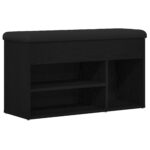 vidaXL Lavička na topánky Čierna 80 x 30 x 45 cm Kompozitné drevo – Obrázok 2