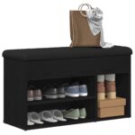 vidaXL Lavička na topánky Čierna 80 x 30 x 45 cm Kompozitné drevo – Obrázok 3