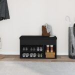 vidaXL Lavička na topánky Čierna 80 x 30 x 45 cm Kompozitné drevo – Obrázok 4
