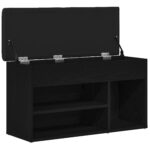 vidaXL Lavička na topánky Čierna 80 x 30 x 45 cm Kompozitné drevo – Obrázok 5