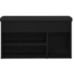 vidaXL Lavička na topánky Čierna 80 x 30 x 45 cm Kompozitné drevo – Obrázok 6