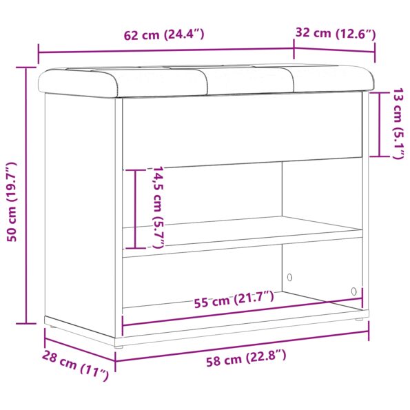 862990_10.jpg vidaXL Úložná lavička Čierna Dub 60x30x48 cm Syntetické drevo – Obrázok 10