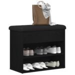 vidaXL Úložná lavička Čierna Dub 60x30x48 cm Syntetické drevo – Obrázok 3