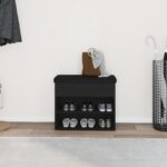 vidaXL Úložná lavička Čierna Dub 60x30x48 cm Syntetické drevo – Obrázok 4