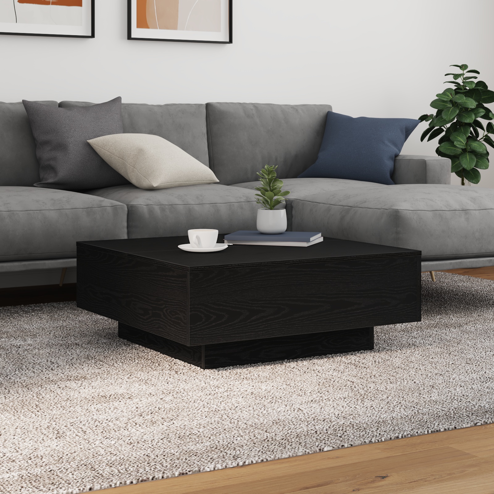 863002_1.jpg vidaXL Konferenčný stolík Čierny dub 80 x 80 x 31 cm Kompozitné drevo – Obrázok 1