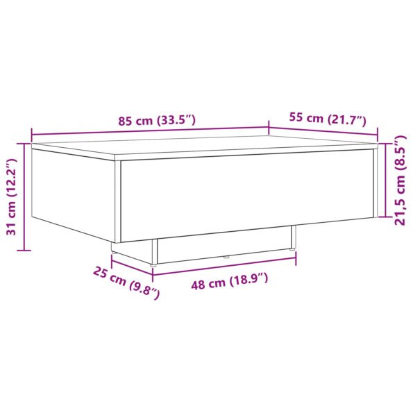vidaXL Konferenčný stolík s LED svetlami Artisan Oak 85x55x31 cm – Obrázok 11
