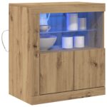 vidaXL LED komoda Hnedá 60,5 x 37 x 67 cm Kompozitné drevo – Obrázok 3