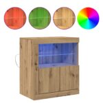 vidaXL LED komoda Hnedá 60,5 x 37 x 67 cm Kompozitné drevo – Obrázok 4
