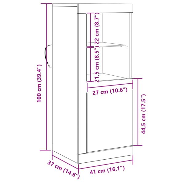vidaXL Zásuvka s LED svetlami Čierny dub 41x37x100 cm – Obrázok 13