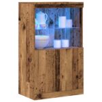 vidaXL LED komoda Hnedá 60 x 37 x 100 cm Kompozitné drevo – Obrázok 3