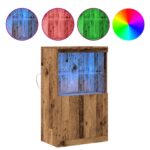 vidaXL LED komoda Hnedá 60 x 37 x 100 cm Kompozitné drevo – Obrázok 4
