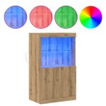 vidaXL Komoda s LED svetlami, artisanalý dub, 60x37x100 cm – Obrázok 4