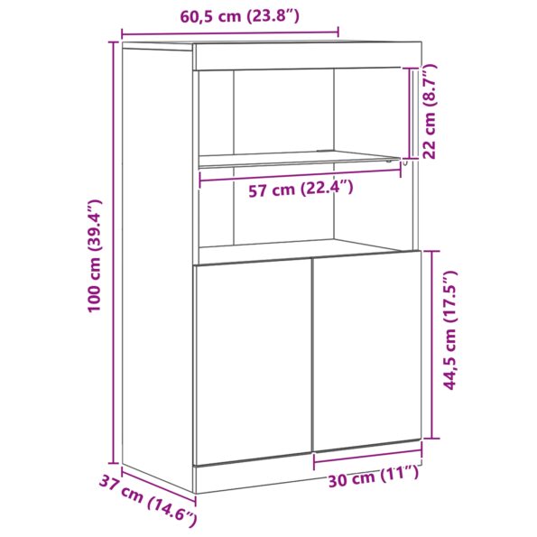 863035_12.jpg vidaXL Komoda s LED svetlami Čierny dub 60x37x100 cm – Obrázok 12