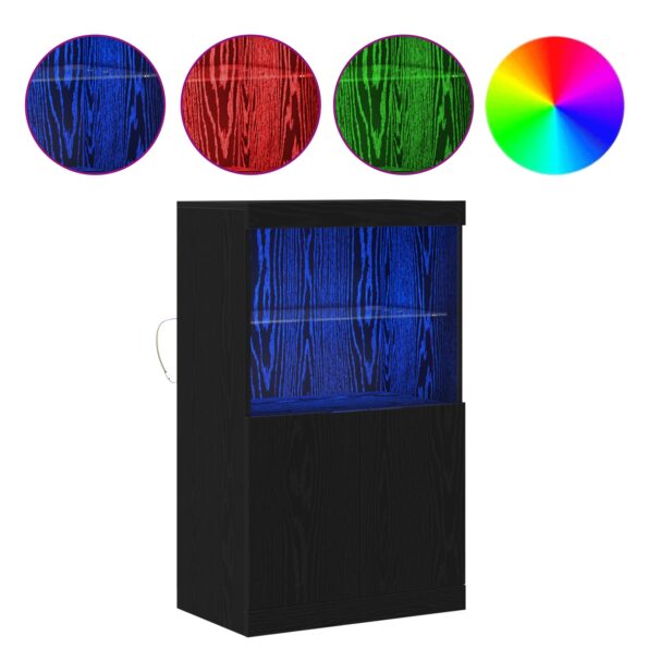 863035_4.jpg vidaXL Komoda s LED svetlami Čierny dub 60x37x100 cm – Obrázok 4