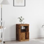 vidaXL Komoda s LED osvetlením Staré drevo 41x37x67 cm