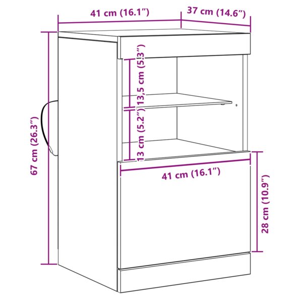 vidaXL Komoda s LED osvetlením Staré drevo 41x37x67 cm – Obrázok 13