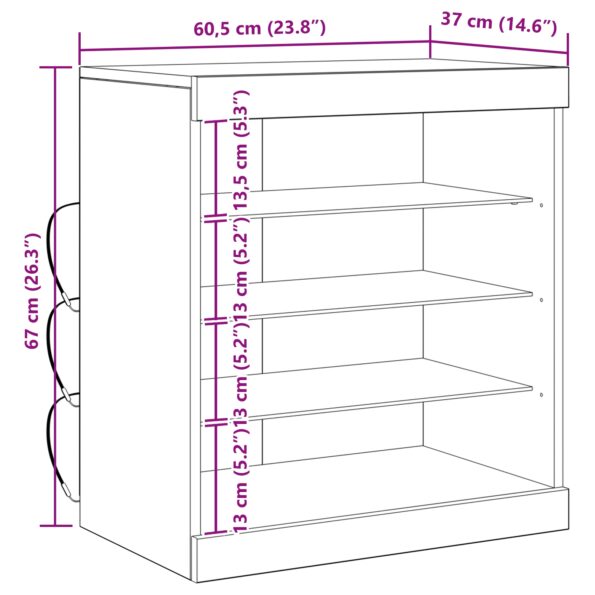 vidaXL Komoda s LED svetlami Čierny dub 60,5x37x67 cm – Obrázok 11